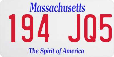 MA license plate 194JQ5