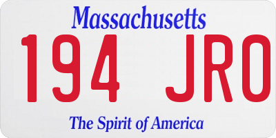 MA license plate 194JR0