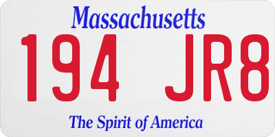 MA license plate 194JR8