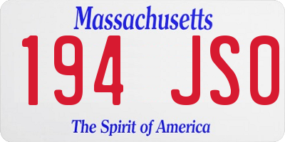 MA license plate 194JS0