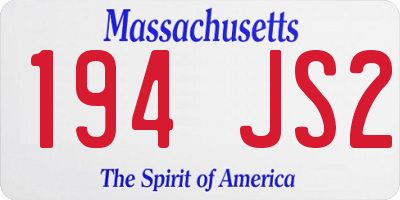 MA license plate 194JS2
