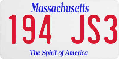 MA license plate 194JS3