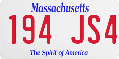MA license plate 194JS4
