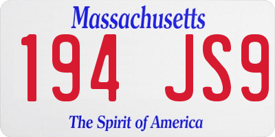 MA license plate 194JS9