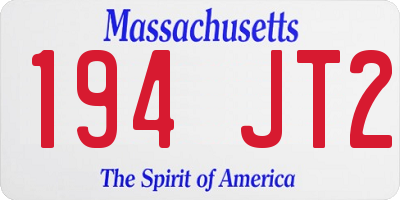MA license plate 194JT2