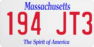 MA license plate 194JT3