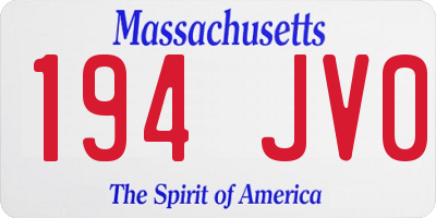 MA license plate 194JV0