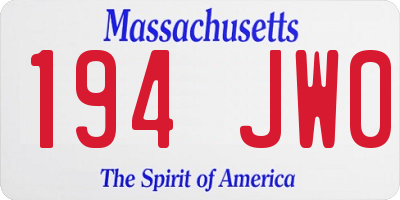 MA license plate 194JW0