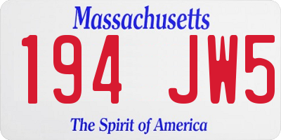 MA license plate 194JW5