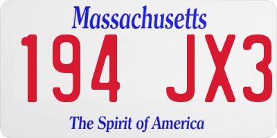 MA license plate 194JX3