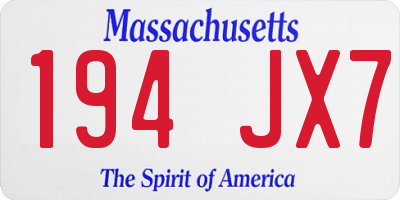 MA license plate 194JX7