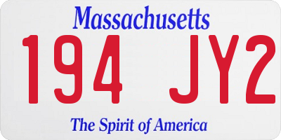 MA license plate 194JY2