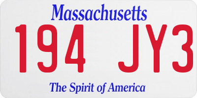 MA license plate 194JY3