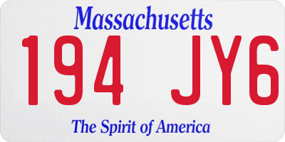 MA license plate 194JY6