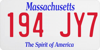 MA license plate 194JY7