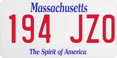 MA license plate 194JZ0