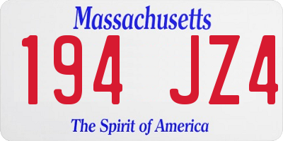 MA license plate 194JZ4