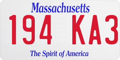 MA license plate 194KA3