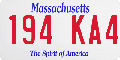 MA license plate 194KA4