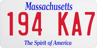 MA license plate 194KA7