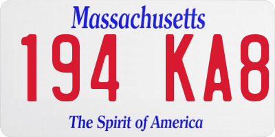 MA license plate 194KA8