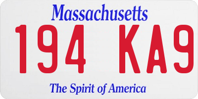 MA license plate 194KA9