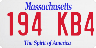 MA license plate 194KB4