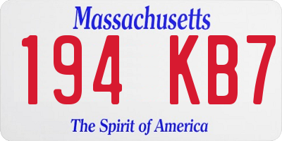MA license plate 194KB7