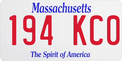 MA license plate 194KC0