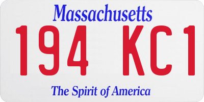 MA license plate 194KC1
