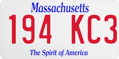 MA license plate 194KC3