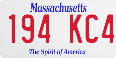 MA license plate 194KC4