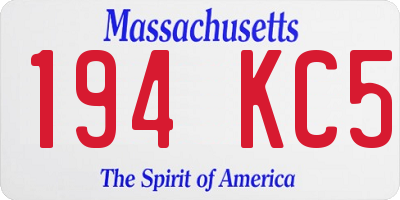 MA license plate 194KC5
