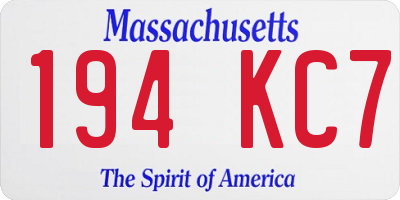 MA license plate 194KC7