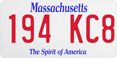 MA license plate 194KC8