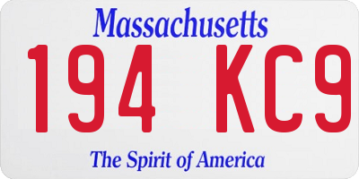 MA license plate 194KC9
