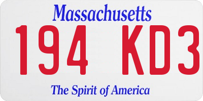 MA license plate 194KD3
