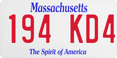 MA license plate 194KD4
