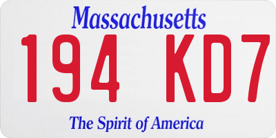 MA license plate 194KD7