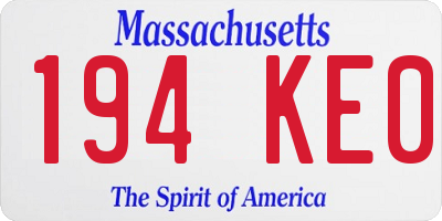 MA license plate 194KE0
