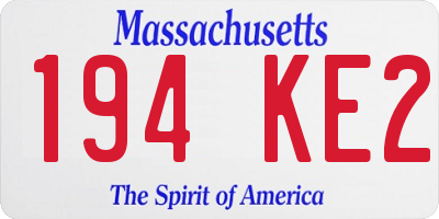 MA license plate 194KE2