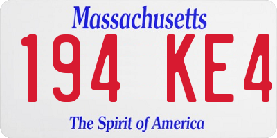 MA license plate 194KE4