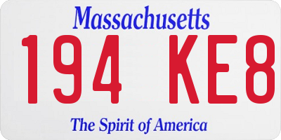 MA license plate 194KE8