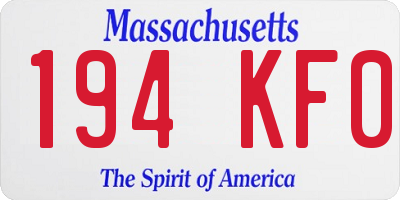 MA license plate 194KF0