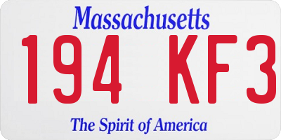 MA license plate 194KF3