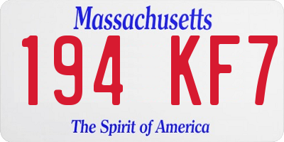 MA license plate 194KF7