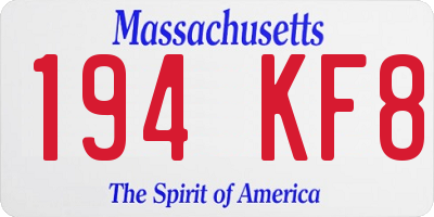 MA license plate 194KF8