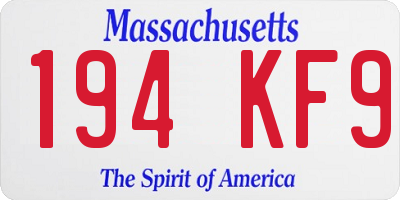 MA license plate 194KF9