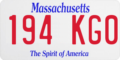 MA license plate 194KG0