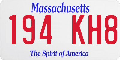 MA license plate 194KH8